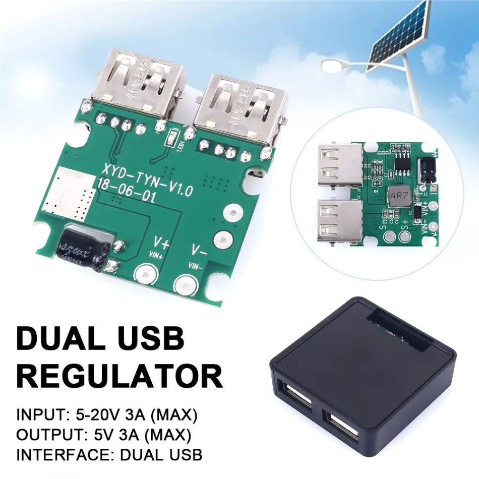 USB регулятор зарядного устройства солнечной энергии Buck контроллер Солнечная Панель Регулятор складная сумка с крышкой винты DC 5 V-20 V до 5V 3A