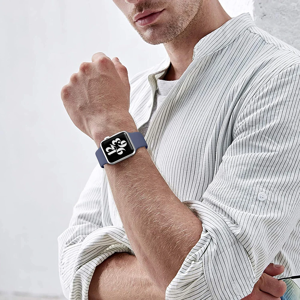 Silicone Strap Watch Compatible Apple Watch Band 45mm 44mm 41mm for bracelet iWatch 40mm 38mm correa apple watch series 7 6 5 SE Silicone Strap Watch Compatible Apple Watch Band 45mm 44mm 41mm for bracelet iWatch 40mm 38mm correa apple watch series 7 6 5 SE