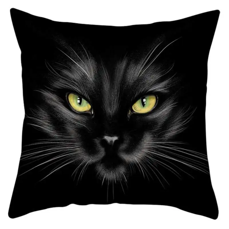 New Arrival 45cm*45cm Halloween Peach Velvet Pillowcase Cat Ghost Witch Pumpkin Printed Square Pillowcase Home Pillowcase