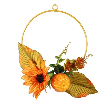 

Wrought Iron Ring Decoration Door Hanging Autumn Thanksgiving Simulation Plant Sun Flower Decoration