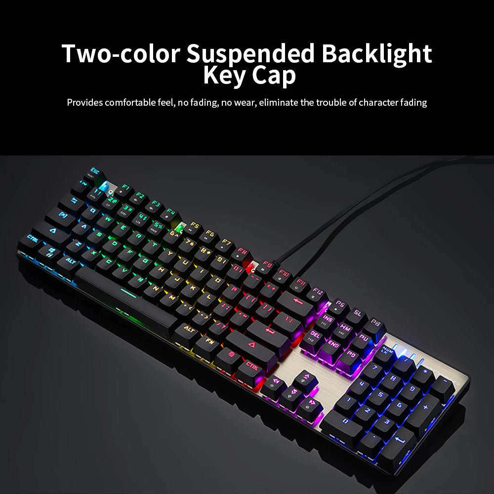 MOTOSPEED CK104 Механическая игровая клавиатура Проводная USB цветная светодиодный игровая клавиатура с подсветкой с 104 клавишами для геймера
