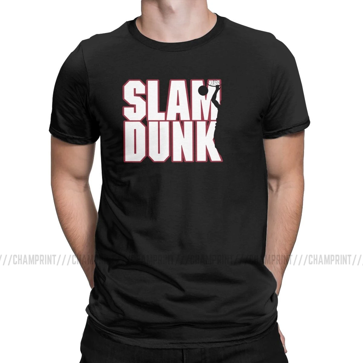 Баскетбол Slam Dunk аниме футболка мужская Sakuragi Hanamichi Спорт манга новинка футболка с вырезом лодочкой футболки подарок на день рождения топы - Цвет: Черный