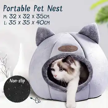 

Winter Pet Tent Cat House Foldable Sleeping Mat for Pets Pad Cat Bed Waterproof Cat Cave Multipurpose Cat with Cotton Cushion