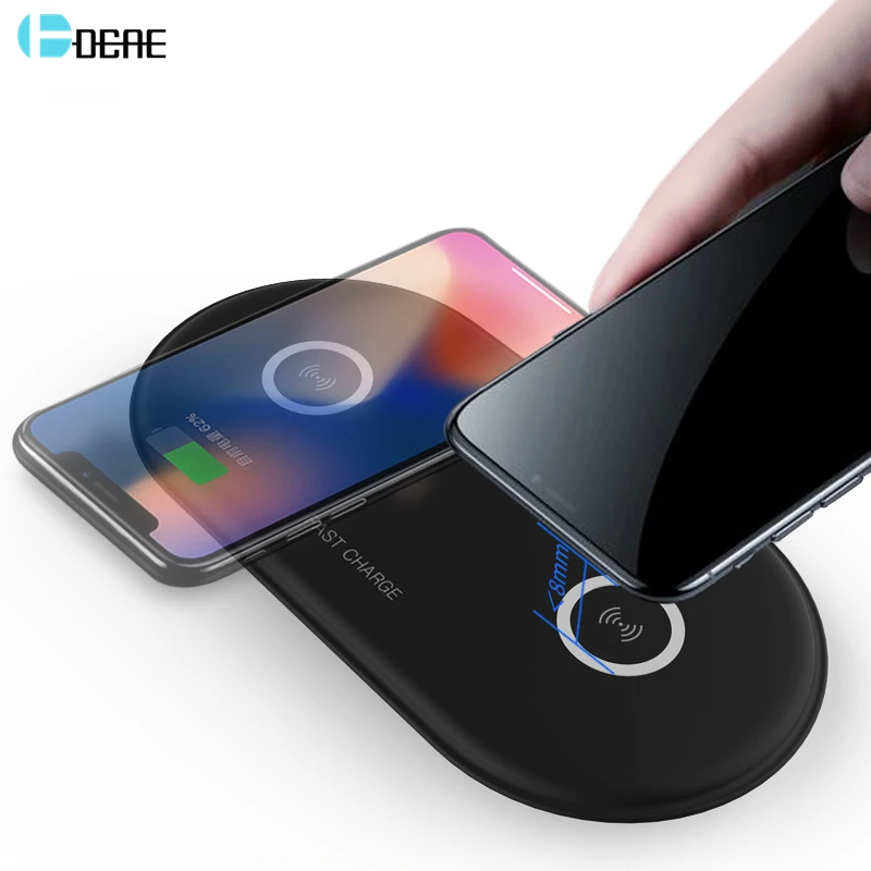 

DCAE 20W Fast Wireless Charging Dock Station For Airpods iPhone XS XR 8 Plus 10W Dual Qi Wireless Charger Pad for Samsung S10 S9