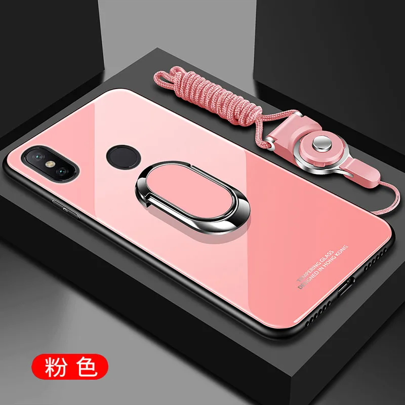 Чехол-подставка с магнитным кольцом для Xiaomi mi Play 8 SE, жесткий защитный чехол из закаленного стекла для mi A1 A2 Lite mi x 2S 3 F1 5X6 - Цвет: pink