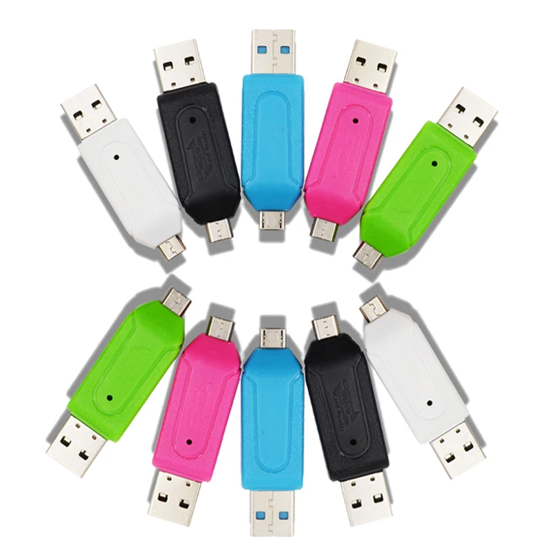 

2pc Random Color 2 In 1 USB OTG Adapter Universal Micro USB TF SD Card Reader Phone Extension Headers Micro USB OTG Adapter