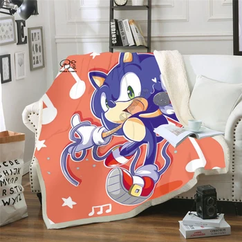 

Plstar Cosmos Cartoon Anime Super Sonic Blanket 3D print Sherpa Blanket on Bed Home Textiles Dreamlike style-10