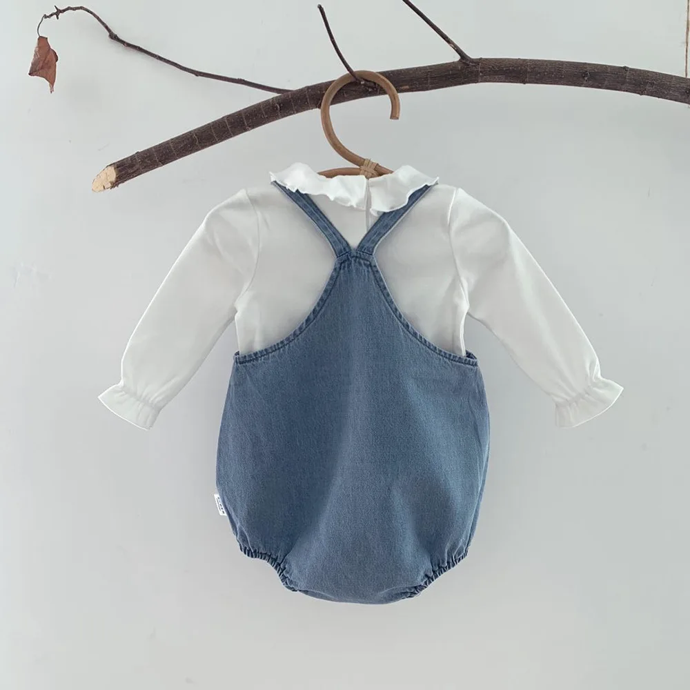 Autumn Newborn Denim overalls Baby Girls Boys Jumpsuit Overall Toddler Girl Cowboy Clothes Infant Baby Girls Boys Romper Bamboo fiber children's clothes