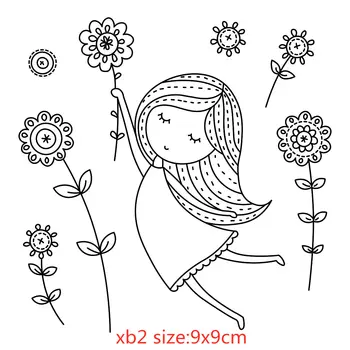 

Flower girl Rubber Silicone Clear Stamps for Scrapbooking Tampons Transparents Seal Background Stamp Card Making Diytampons
