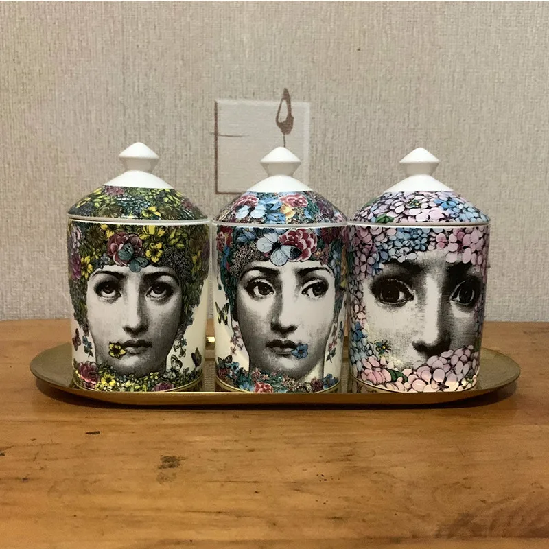 Подсвечник Fornasetti, банка для свечей, контейнер для ручек, ретро, Lina, для хранения лица, керамический контейнер, украшение для дома, ювелирная коробка для хранения