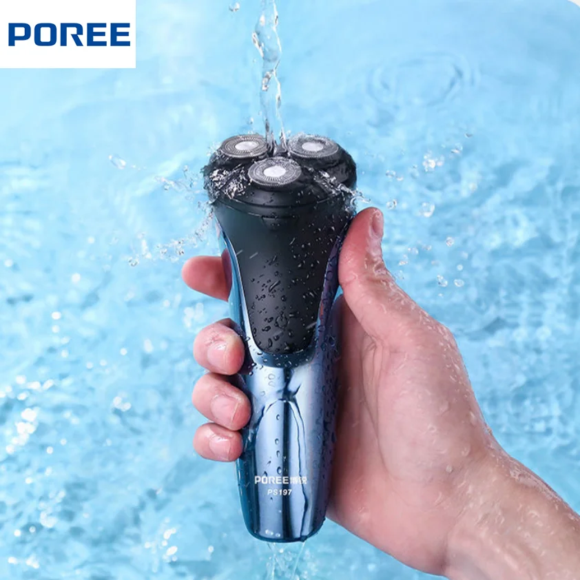 POREE 3D Electric Shaver Razor for Men USB Rechargeable 3 Head Dry Wet Shaving Machine Beard Trimmer IPX7 Waterproof Dual Blade | Бытовая