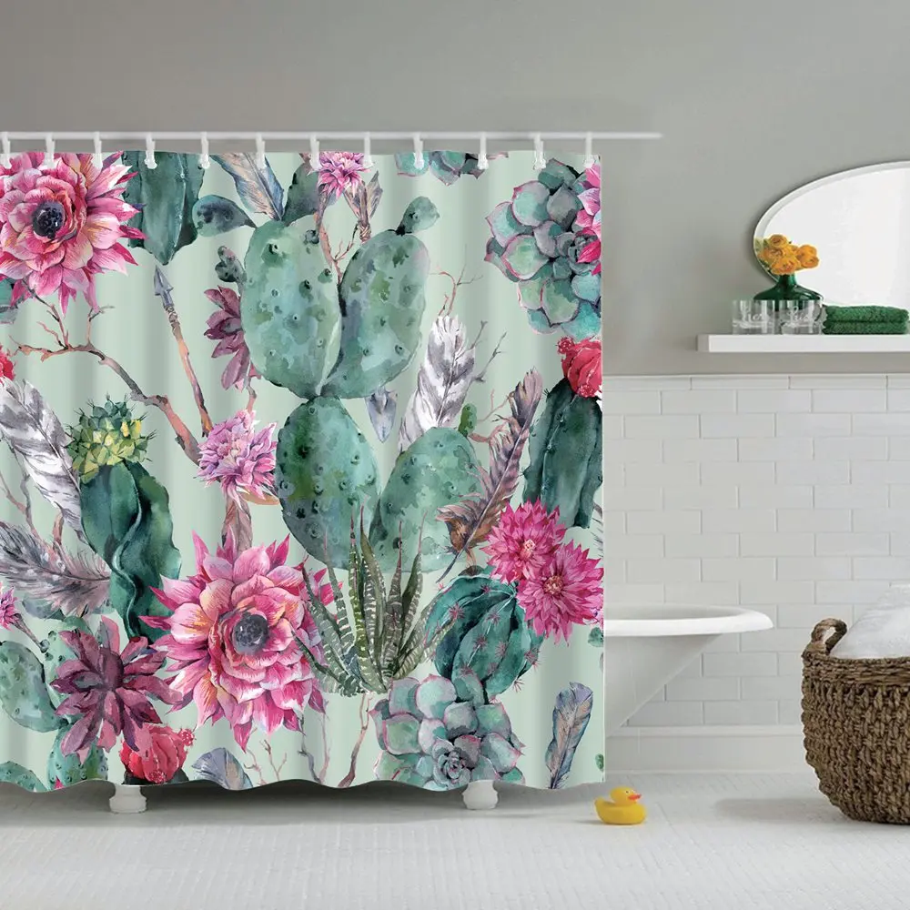Dafield цветок водонепроницаемый занавеска для душа яркие цветы ткань Ванная комната цветочный занавеска для душа - Цвет: 22476