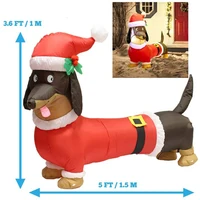 5ft Long Wiener Dog Self-Inflatable with Suit Perfect for Dachshund Blow Up Yard Decoration Indoor Outdoor Christmas Inflatables 2