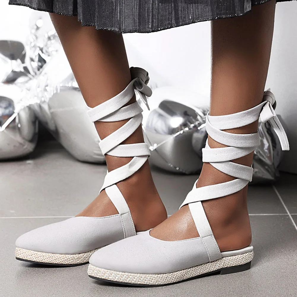 

Doratasia 2020 Top Quality Dropship Big Size 46 Flat Shoes Women Summer Gladiator ankle-wrap Sandals Woman
