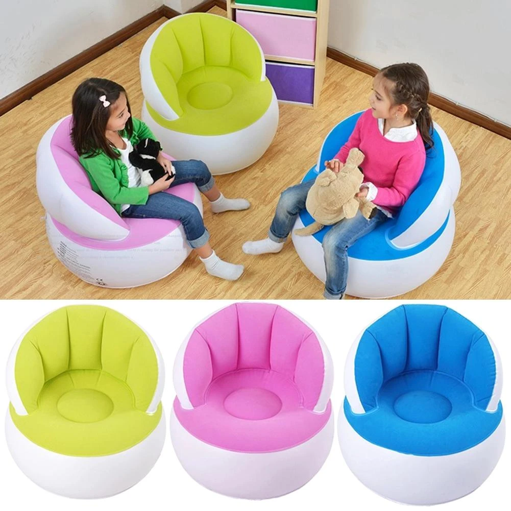 Child Adult Home Outdoor Inflatable Round Sofa Flocked Pvc Air Chairs Blow Up Lazy Couchs With Foot Pump 40a Children Sofas Aliexpress