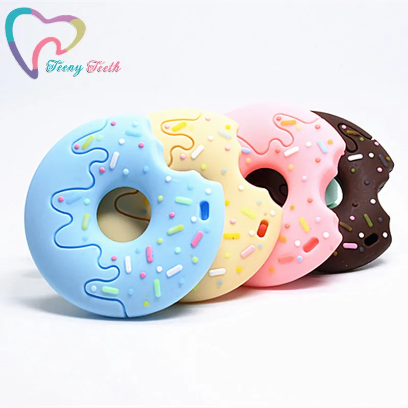 

Teeny Teeth 1 PC Silicone Donuts Baby Teether DIY Baby Teething Accessories Food Grade Silicone Lovely Cookies Biscuit Pendant
