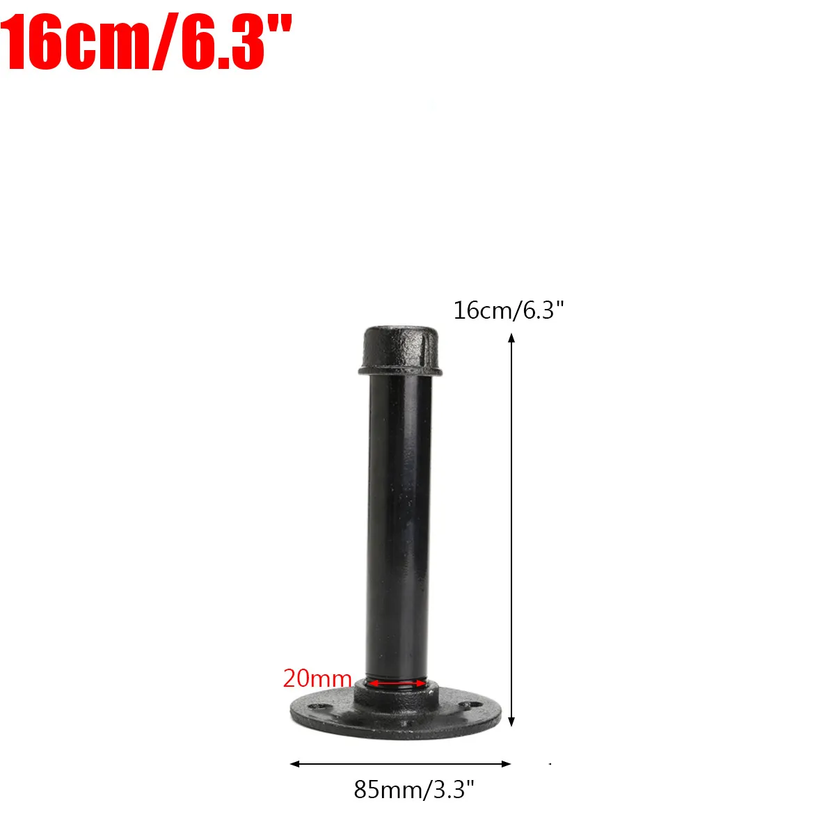 Iron Industrial Pipe Holder Shelf Bracket Vintage Retro Black S/M/L Brackets Wall Floating Shelf Home Decor Storage Holder - Color: 16cm