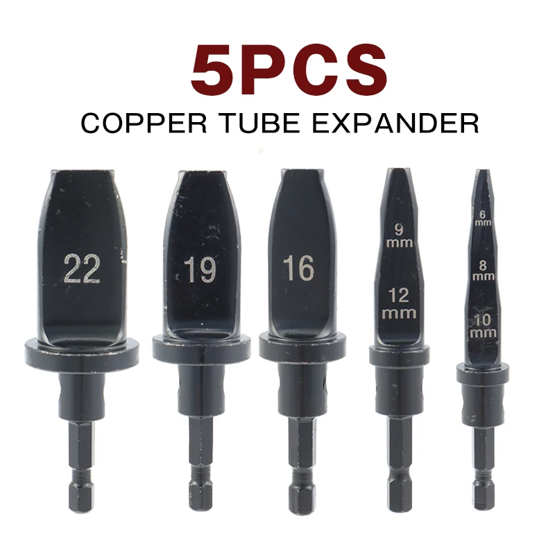 5pcs Handle Practical Copper Tube Expander Manual Pipe Expanding Swaging Tools Rustproof Copper Tube Drill Bits Flaring Expander