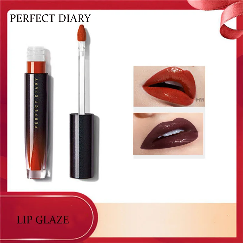 

Perfect Diary Small Wine Tube Water Light Lip Glaze Long-lasting Waterproof Moisturizing Lip Gloss Mirror Surface Lip Dye