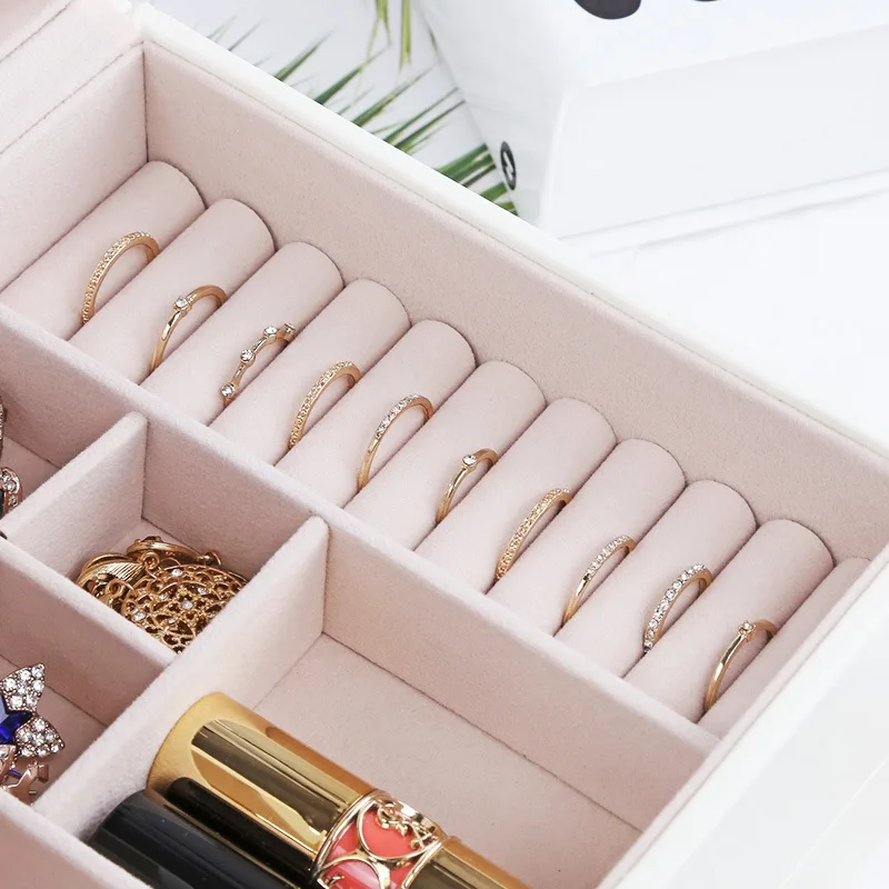 Large Capacity Jewelry Organizer Leather Earring Necklace Ring Bracelet Carrying Cases Exquisite Makeup Case Accessories Items