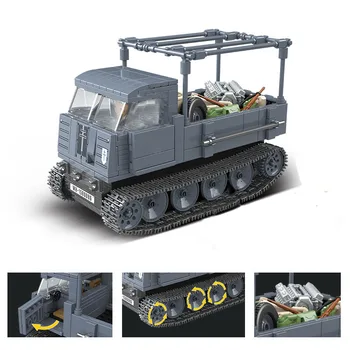 

551Pcs Military series WW2 World War Half crawler traction tank model Building Blocks Bricks Toys For children Gifts