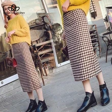 Bella philosophy осенние клетчатые женские повседневные юбки, женские модные прямые юбки, женские юбки с высокой талией