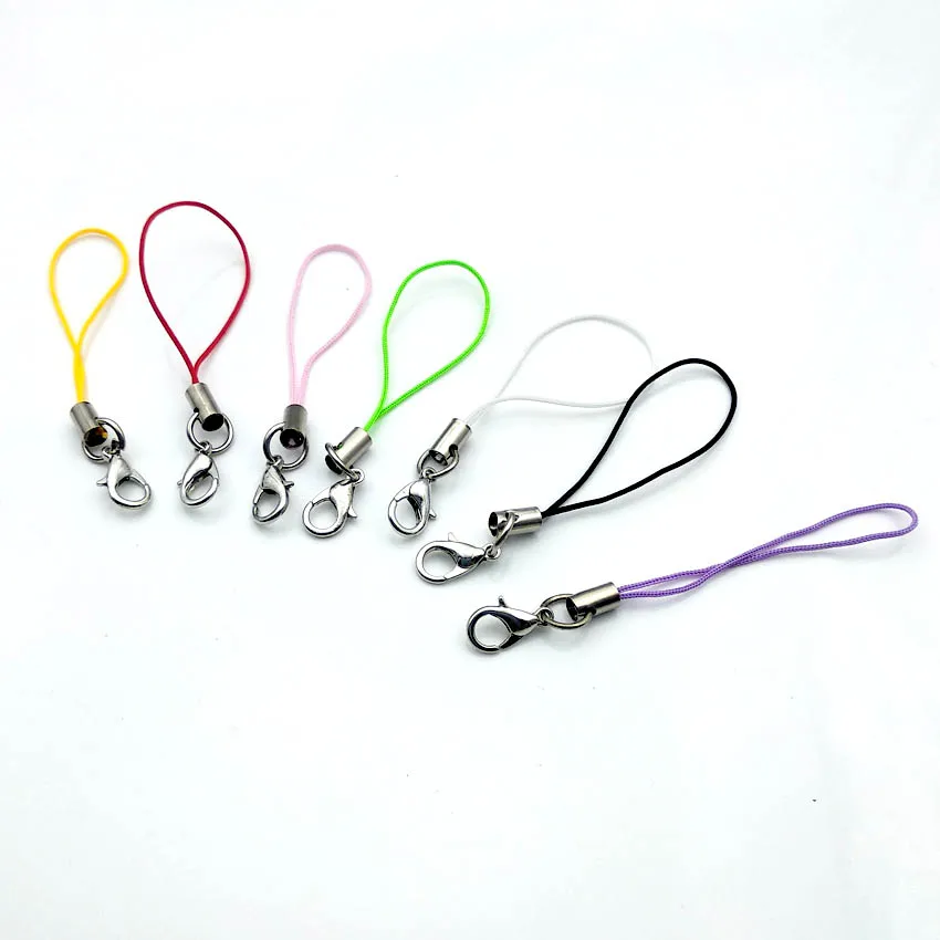 

7CM Length Mulit-colors Mobile Cell Phone MP3 USB Lanyard Cords Strap Lariat Lobster Clasp Charms Nylon Key Ring chain craft DIY