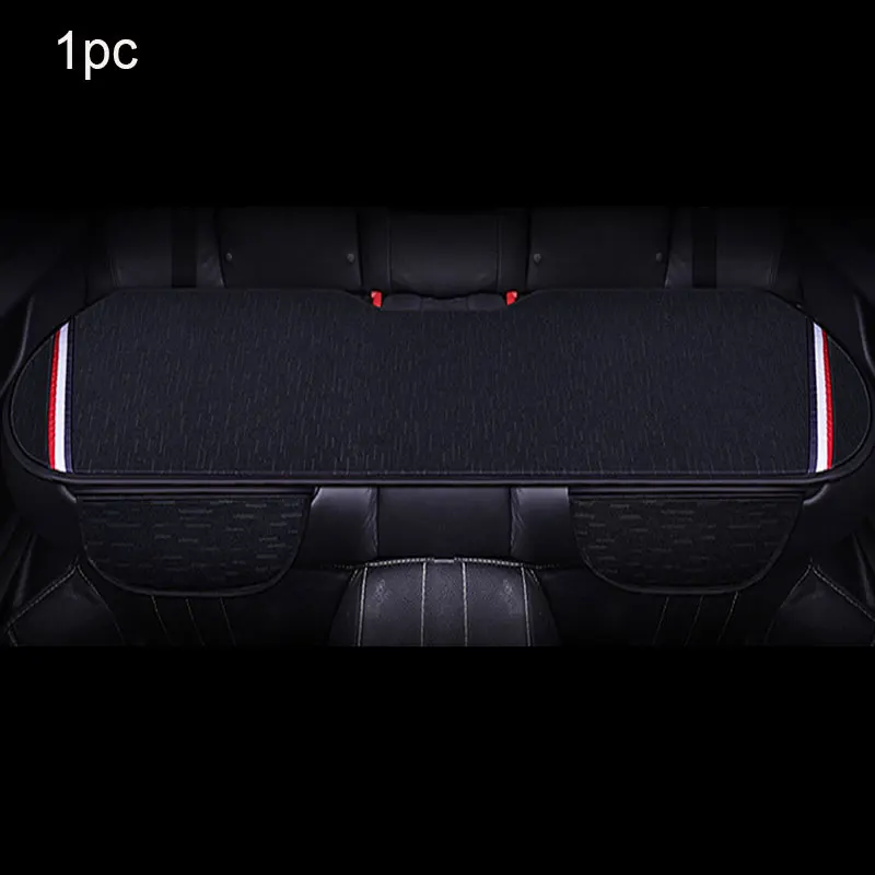 Universal Car Seat Cover Four Seasons Cushion Storage Tidying Chair Mat Set Flax Protector Mat Automobiles Interior Cushion - Color Name: Black Rear
