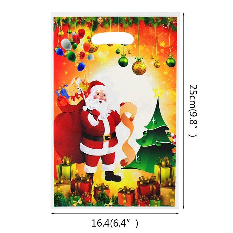 10 pzas bolsa de dulces de Santa Claus bolsas de regalo de decoración de Navidad galletas de bocadillos paquete de galletas fiesta de fiesta bolsa de plástico - Imagen 6