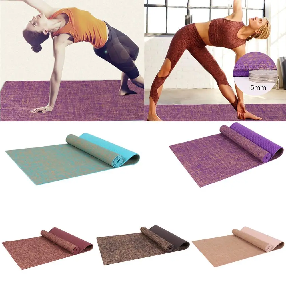 Home Gym Fitness Exercise Workout Pad Anti slip Jute Pilates Yoga Mat ...