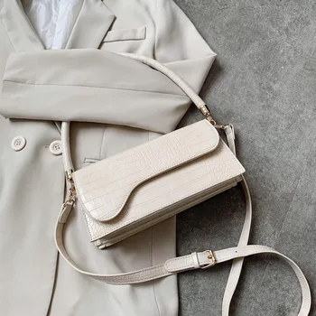 

Crocodile Pattern Small PU Leather Crossbody Bags For Women 2020 Simple Solid Color Shoulder Handbags Female Cross Body Bag