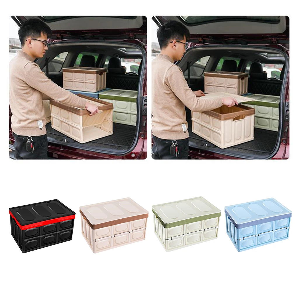 Car Trunk Storage Box Collapsible Storage Bins with Lid Black_30L