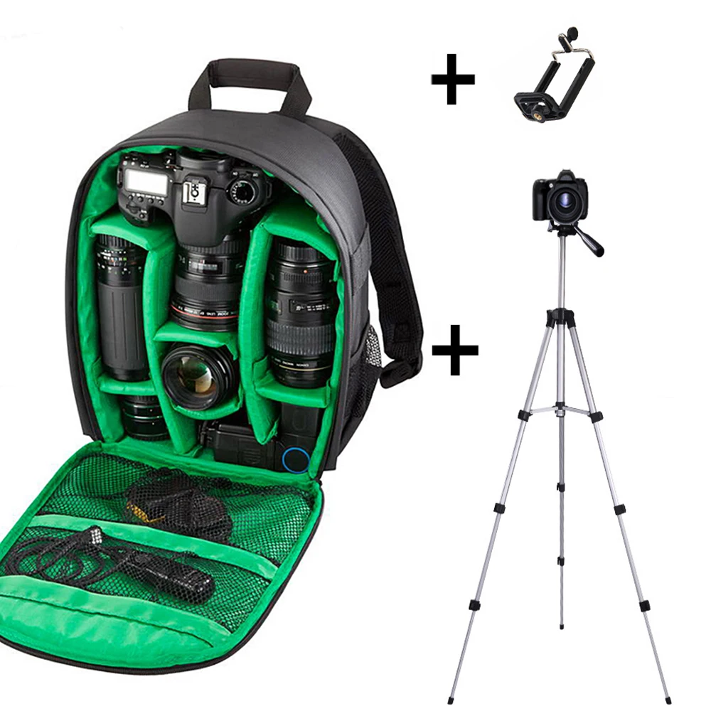 Green 110cm tripod Многофункциональная камера рюкзак видео цифровая DSLR сумка Водонепроницаемый Открытый камера фото сумка чехол для Nikon/для Canon/DSLR - Цвет: Green 110cm tripod