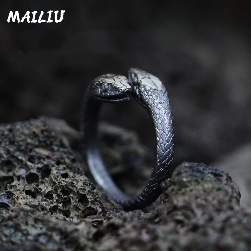 Silver Ring Rattlesnake Vintage Silver Plated Snake Ring Motorcycle Party Punk Domineering Women Men Cool Hip Hop Jewelry