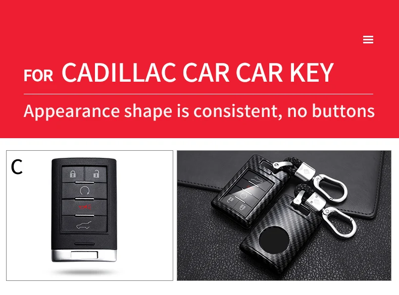 Carbon Fiber Car Smart Key Cover Case Fob For Cadillac DTS STS Escalade CTS SRX XTS ATS C7 2021 Protect Shell Accessories - H4d79440df8c149dabbdc87006afcdb51w