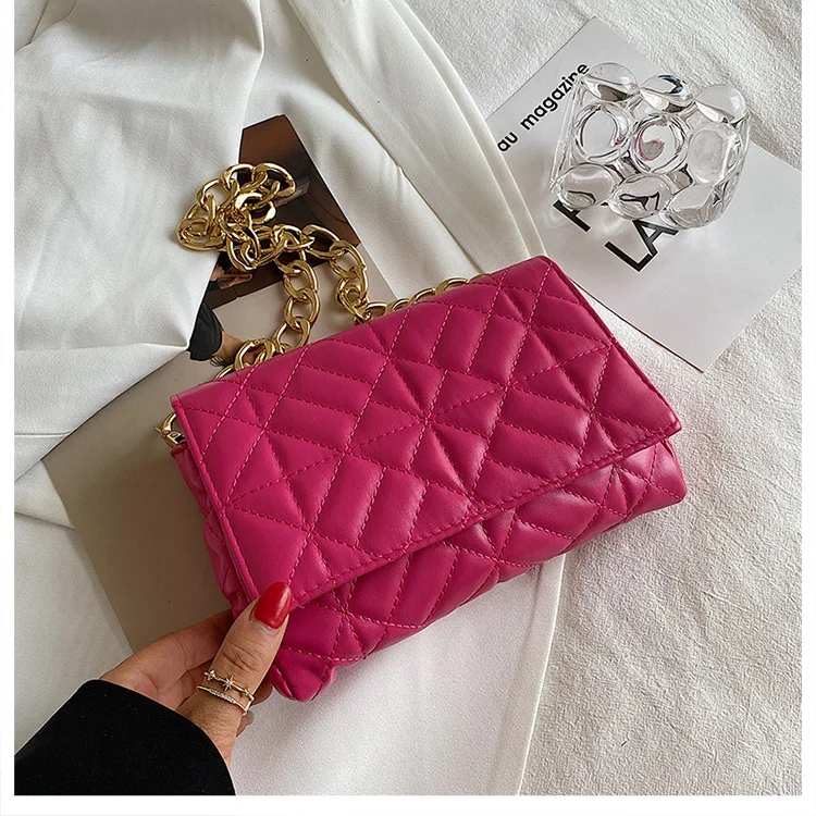 Branded Women's Shoulder Bags 2021 Metal Thick Chain Quilted Designer Purses And Handbag Women Clutch Bags Ladies Striped bag Branded Women's Shoulder Bags 2021 Metal Thick Chain Quilted Designer Purses And Handbag Women Clutch Bags Ladies Striped bag