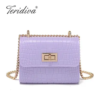 

2020 New Fashion Mini Crossbody Bag for Women Messenger Bags Crocodile Flap Shoulder Bags Candy Colors Cute Handbag Purse Jelly