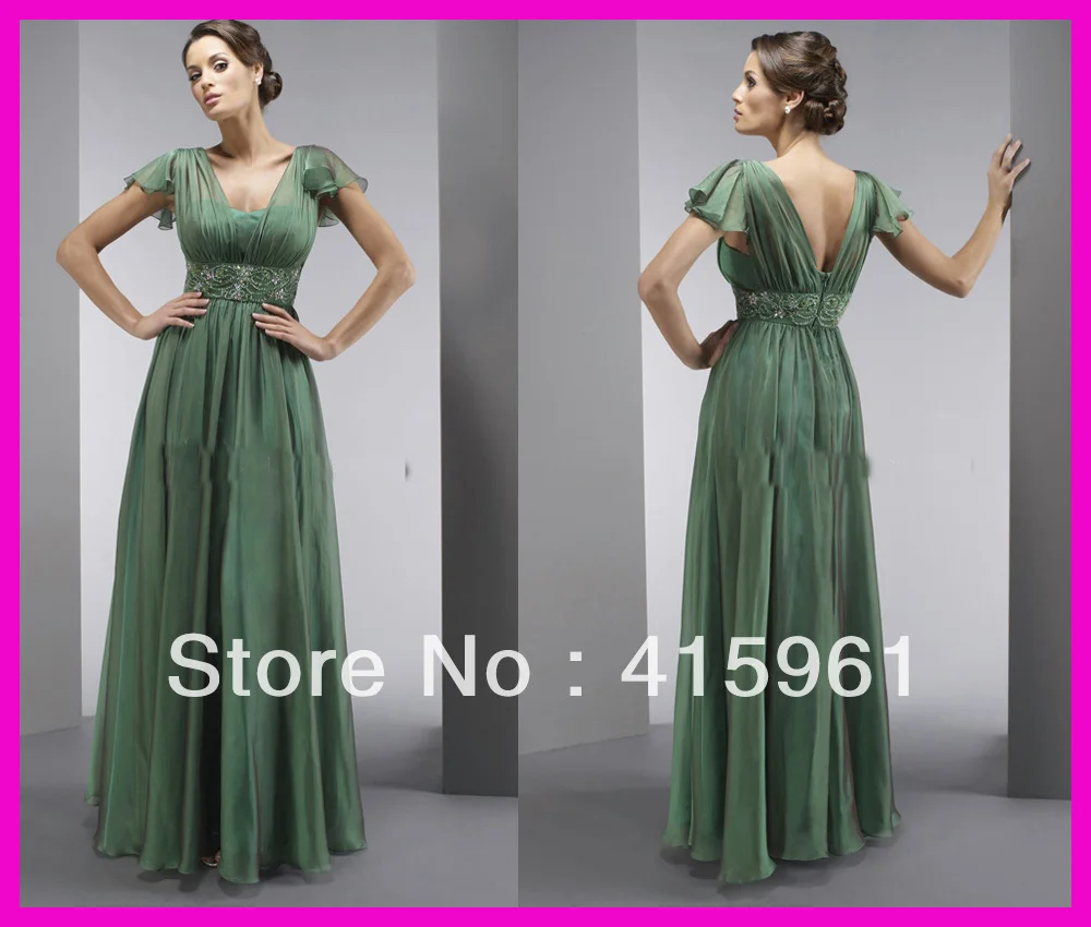 2019 Groen Een Stuk Cap Mouw Kralen Chiffon Lange Moeder van de Bruid Jurken voor bruiloften farsali vestido de madrinha 2019 Groen Een Stuk Cap Mouw Kralen Chiffon Lange Moeder van de Bruid Jurken voor bruiloften farsali vestido de madrinha