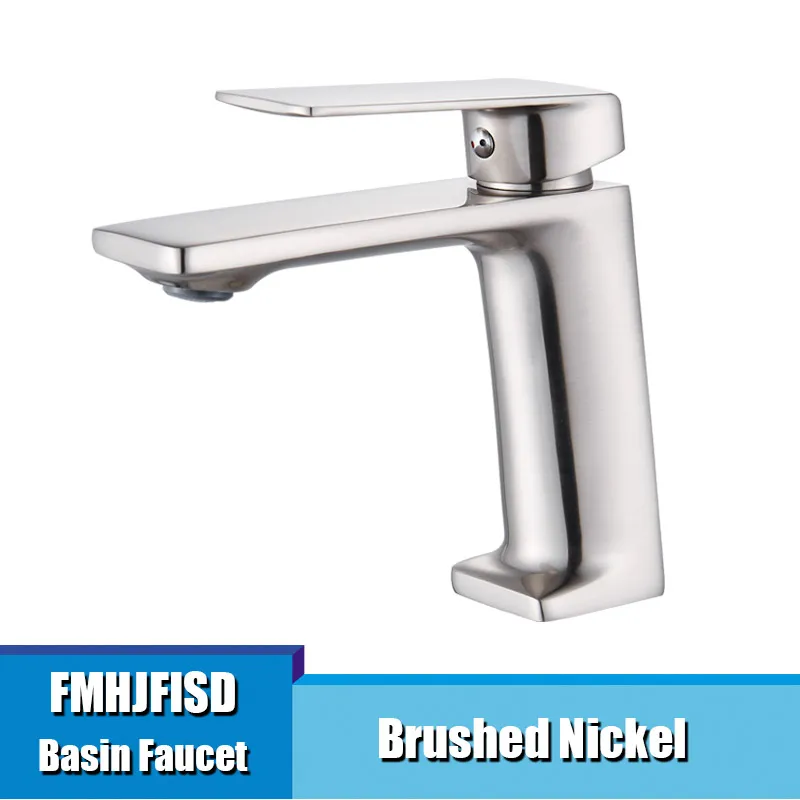 Brushed Nickel FMHJFISD Золотой Полировочный смеситель для раковины, Одноручный смеситель с одной ручкой и одним отверстием для ванной комнаты, 3 цвета на выбор - Цвет: Brushed Nickel