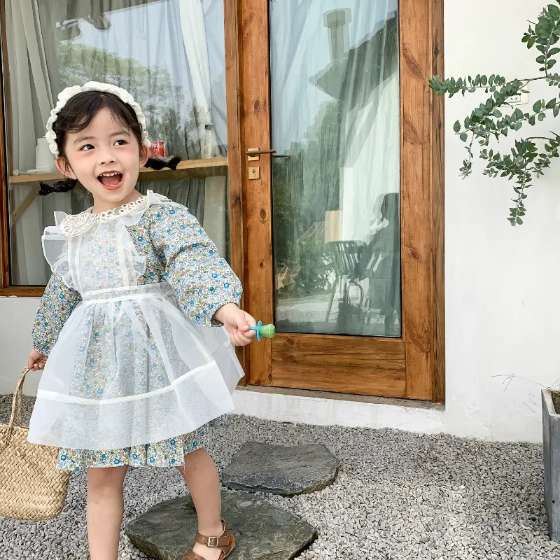Платье с принтом в Корейском стиле для девочек модные весенние платья для маленьких девочек детская одежда От 1 до 6 лет