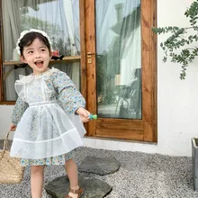 Платье с принтом в Корейском стиле для девочек модные весенние платья для маленьких девочек детская одежда От 1 до 6 лет