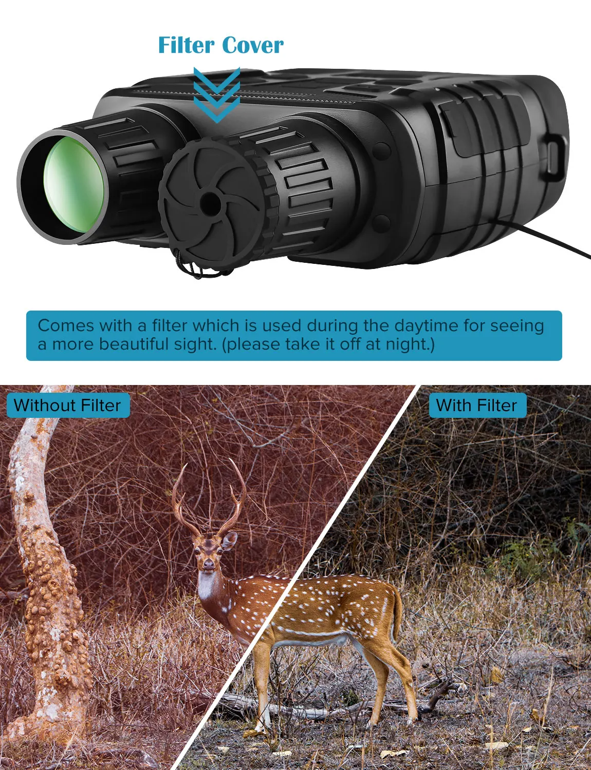 Прибор ночного видения бинокль 300 ярдов цифровой ИК телескоп зум оптика с 2,3 'экраном фото видео запись охотничья камера