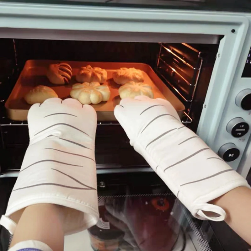 gato patas forno luvas longas microondas resistente