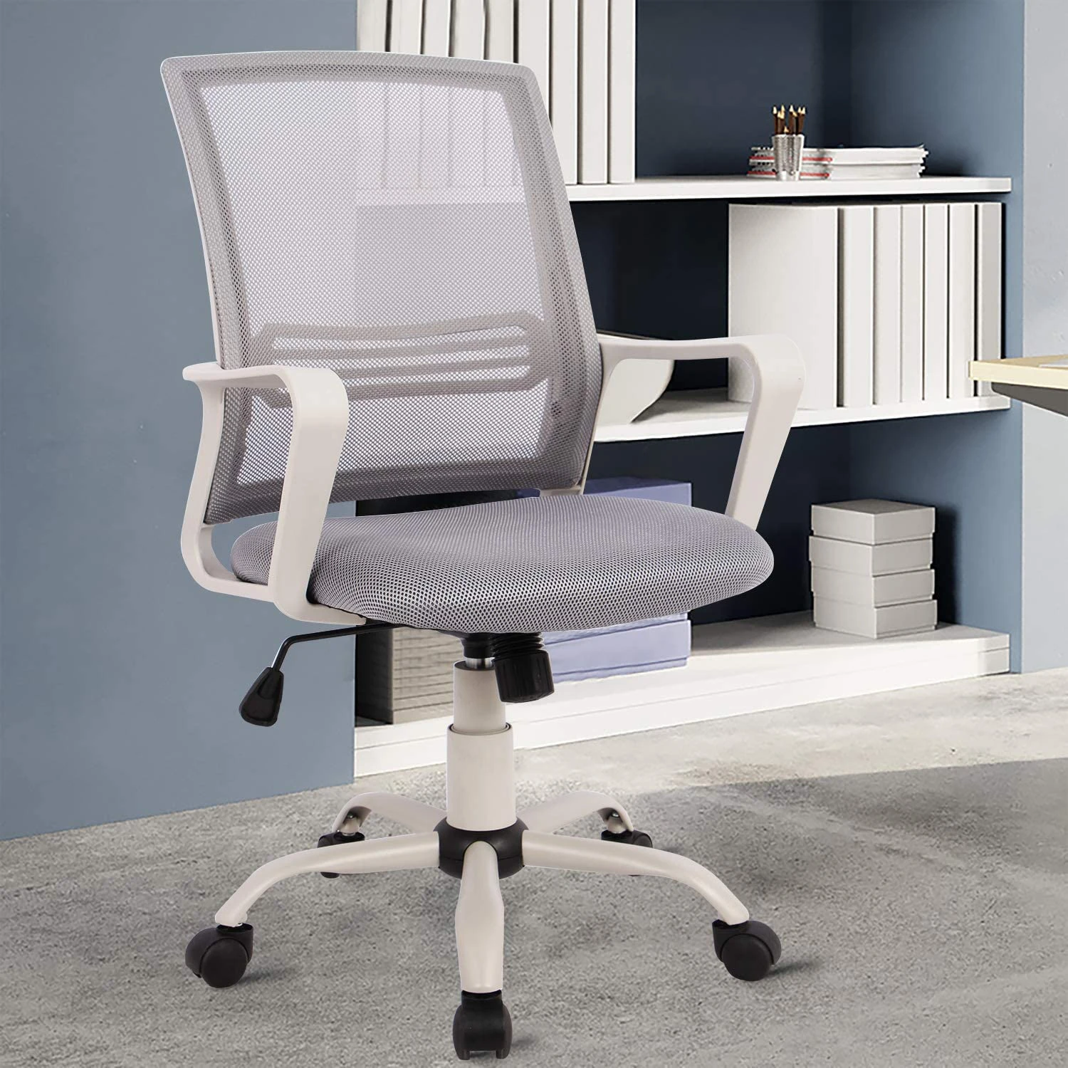 Ergonomic Task Office Chair, Mid-Back Computer Mesh Desk Swivel Office Chair with Armrests