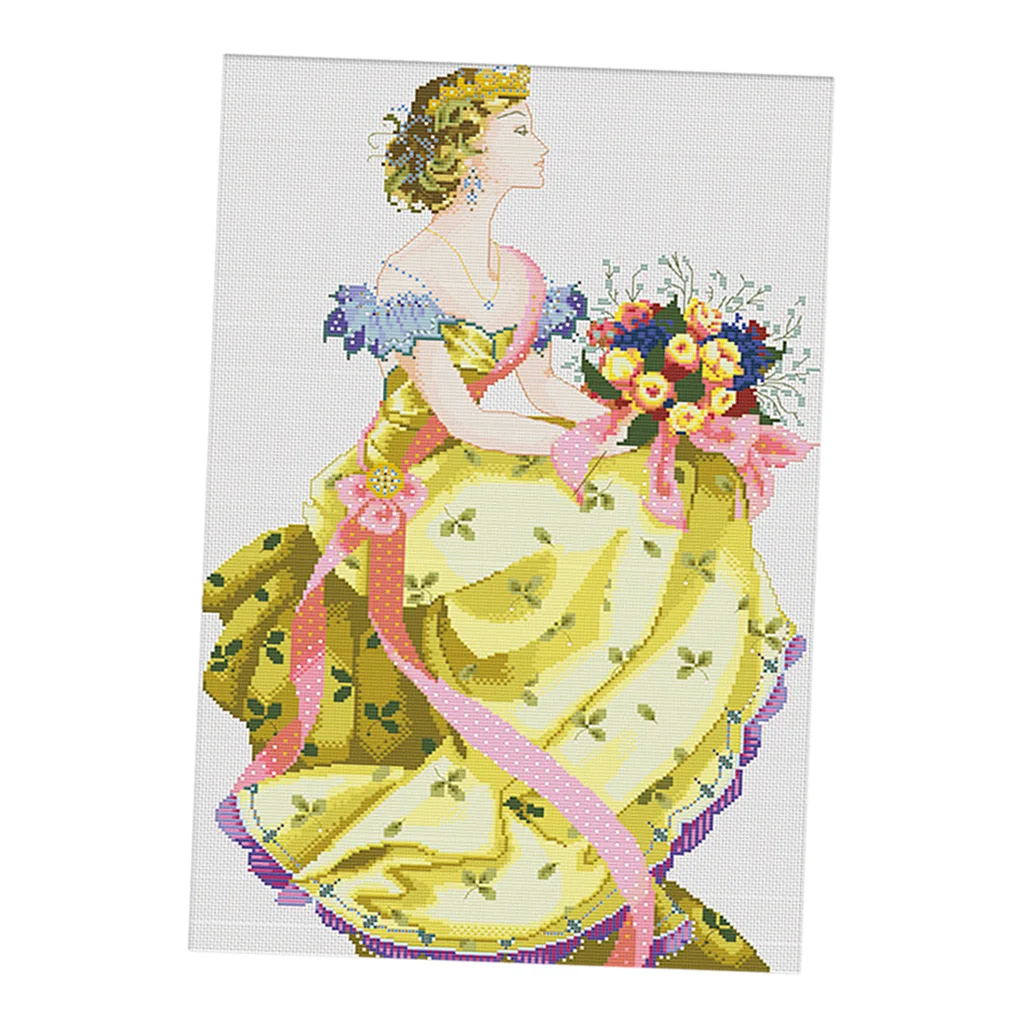 

1 Pack Stamped Cross Stitch Kits Spring Queen Pattern for Room Wall