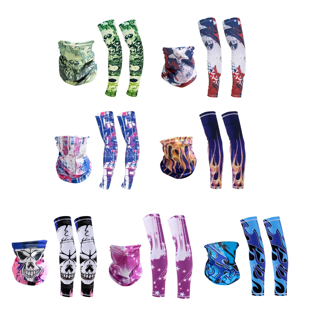 1 Pair Sun Protection Arm Sleeves Cooling Sleeves Arm Cover with Scarf for Bike Cycling/Hiking/Golf/Driving