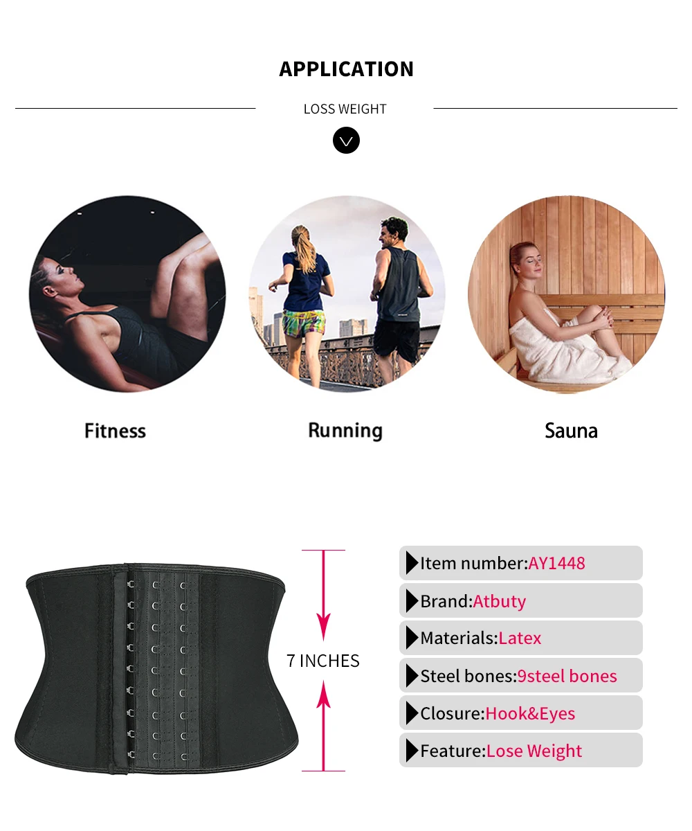 NB1448N-1Women's Short Waist Trainers 7 Inches Torso Slimming Cincher Modeling Strap Small Girl Tummy Control Underwear Shapewear (4)
