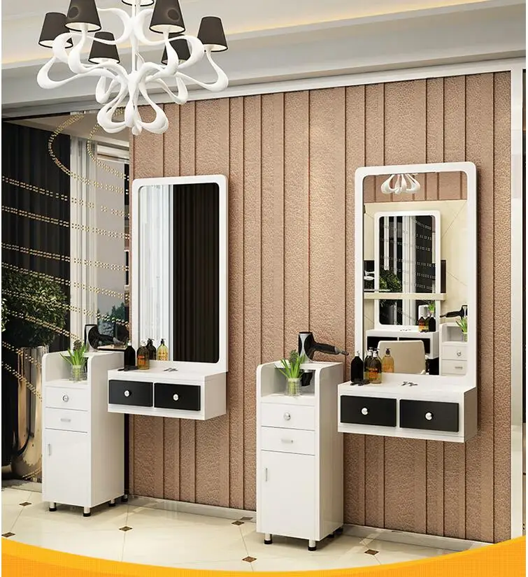 Cosmetic mirror simple hair salon one-sided studio hair mirror floor-to-floor modern retro fitting barber shop