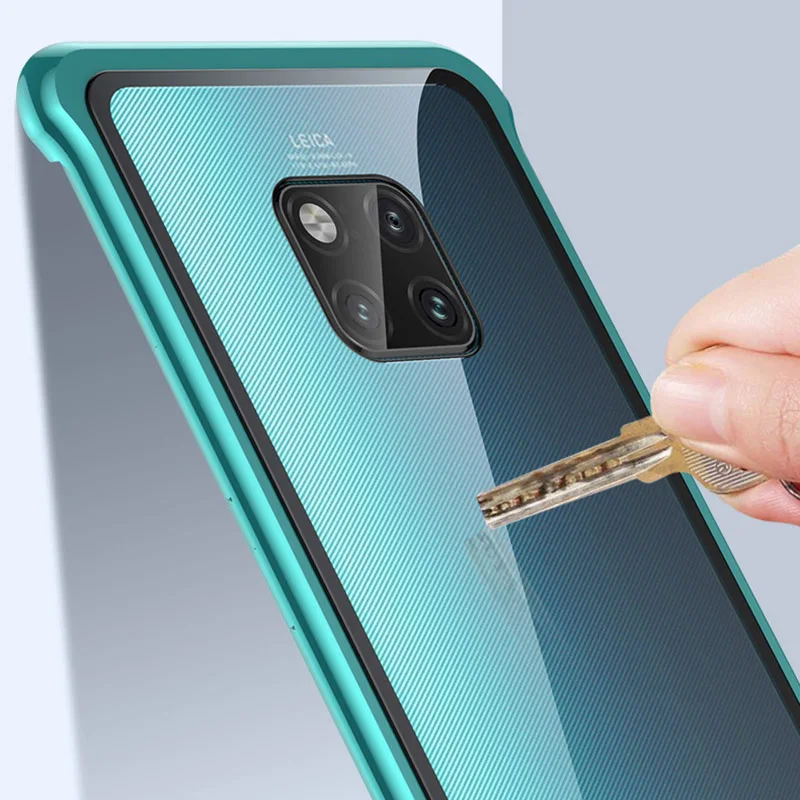 Новое поступление, чехол для телефона huawei mate 20 Pro, роскошный алюминиевый бампер, прозрачное стекло, полное покрытие, пуш-ап