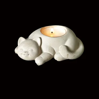 

CATS CANDLESTICK CEMENT CANDLE HOLDER CAT FLOWER POT FIGURINE HOME DECOR ORNAMENT WEDDING GIFT R4314